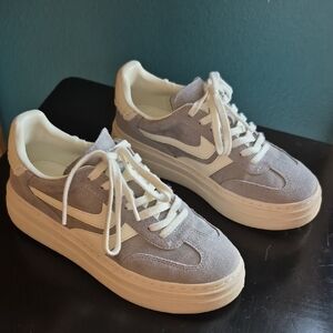 Steve Madden Gray Platform Sneakers with White Accents